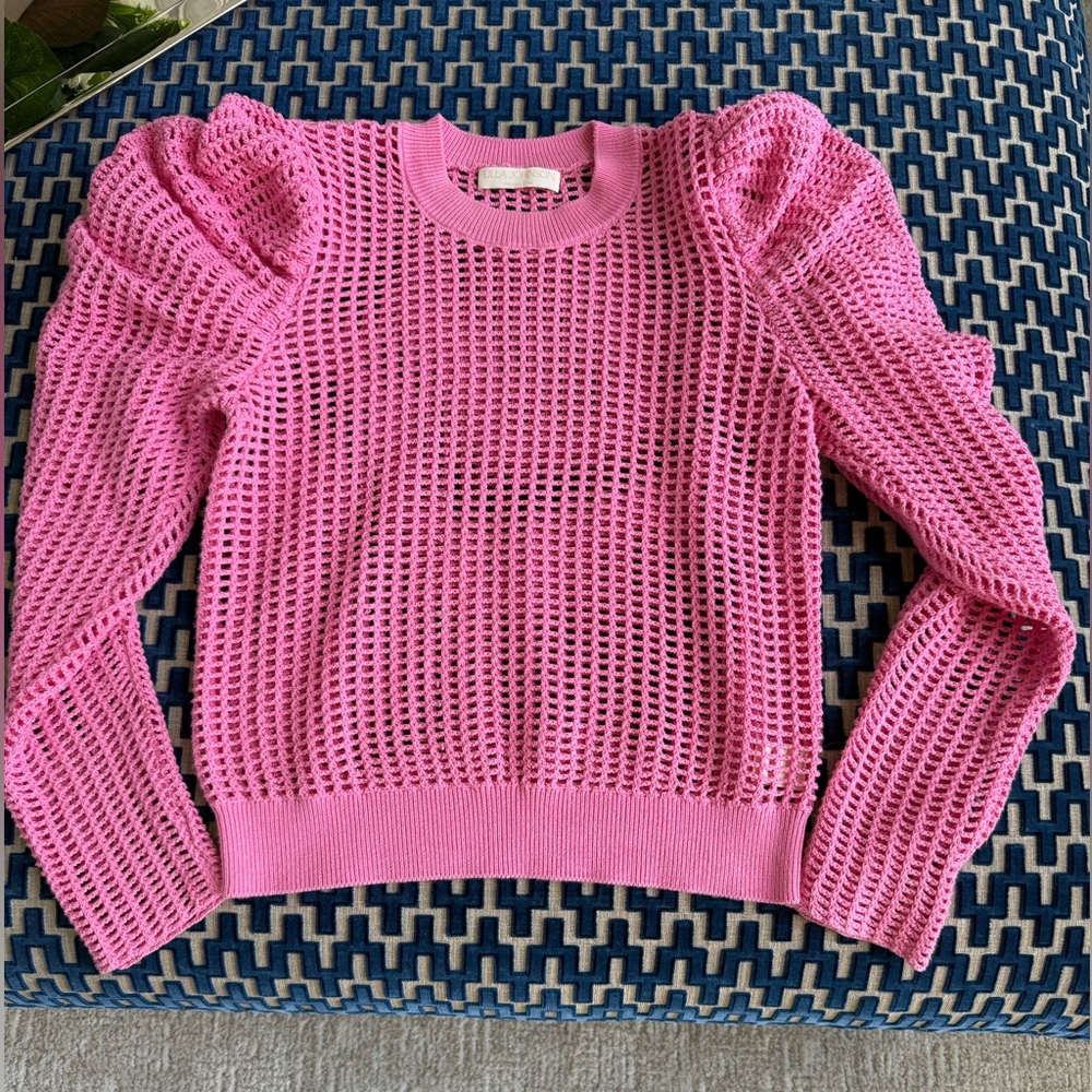 ULLA JOHNSON Pink Knit Mesh Top